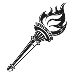 Torch fire icon black silhouette isolated on transparent background