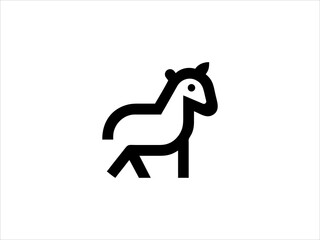 A set of simple black outline icons depicting horse head.