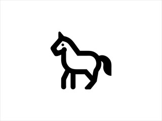 Fototapeta premium A set of simple black outline icons depicting horse head.