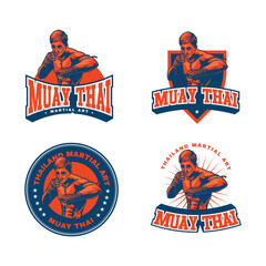 muay thai martial art badge design