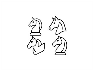 A set of simple black outline icons depicting horse head.
