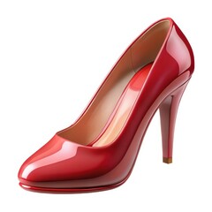 Elegant red heel shoe photograph on white background