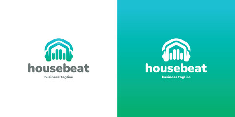 music house beat logo vector