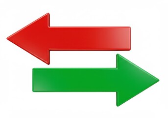 Two arrows pointing in opposite directions isolated on white background