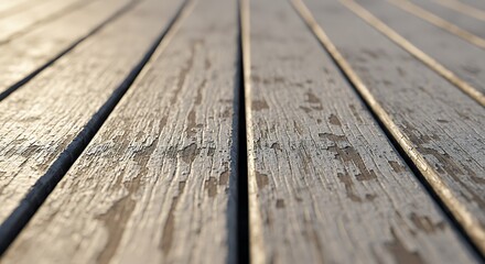 Wooden Planks with Peeling Paint Texture in Close Up