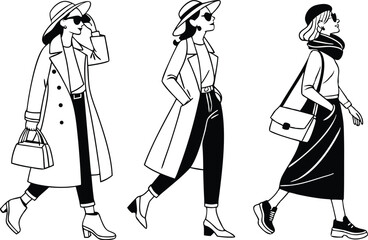 Fashion Girl Clipart Collection for Stylish Designs. Chic Fashion Girl Clipart Collection for Creatives. Hand Drawn Fashion Girl Clipart Collection. Trendy Fashion Girl Clipart Collection for Projects