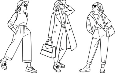 Fashion Girl Clipart Collection for Stylish Designs. Chic Fashion Girl Clipart Collection for Creatives. Hand Drawn Fashion Girl Clipart Collection. Trendy Fashion Girl Clipart Collection for Projects