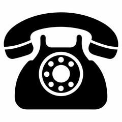 Telephone icon black vector on white background.