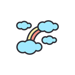 Rainbow colored icons, minimalist vector illustration ,simple transparent graphic element .Isolated on white background