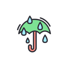 Rain colored icons, minimalist vector illustration ,simple transparent graphic element .Isolated on white background