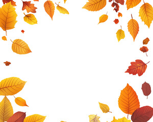 Obraz premium Falling Autumn Leaves Frame on Transparent Background, PNG