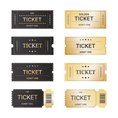 Set of black and golden tickets