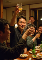 ホームパーティーで乾杯する男性（ai生成画像）