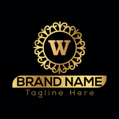 Gold star vector design features a taxi sign symbol for a car service business logo illustration W Logo template 