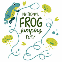 NATIONAL FROG JUMPING DAY vector illustration