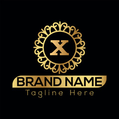 Naklejka premium Gold star vector design features a taxi sign symbol for a car service business logo illustration X Logo template 