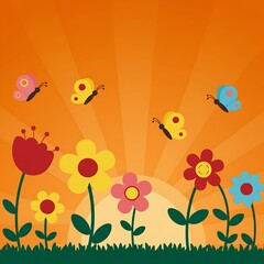 Sunset Bloom & Flutter AI Generated