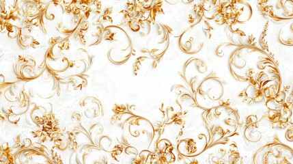 Ornate gold floral design on white background