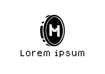 Fototapeta premium M Coin Pixel Logo