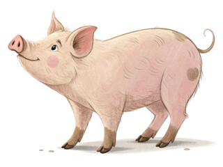 Fototapeta premium Cute Pig Illustration Isolated on White Transparent Background