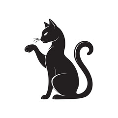 Cat Grooming Silhouette Vector Art