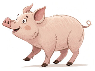 Obraz premium Cute Pig Illustration Isolated on White Transparent Background