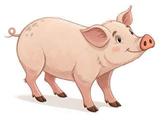Obraz premium Cute Pig Illustration Isolated on White Transparent Background