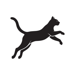 Jumping Cat Silhouette Vector Art
