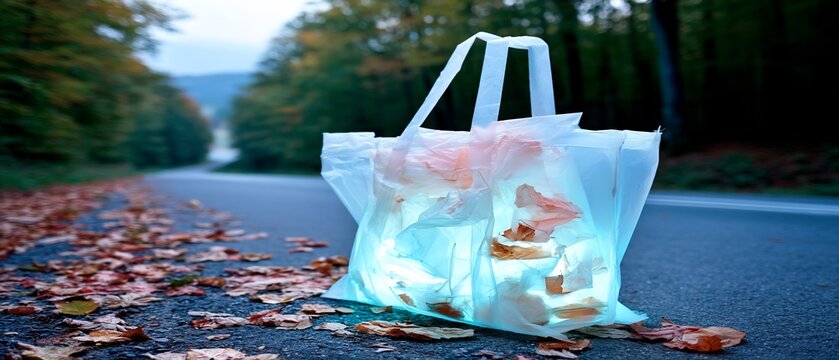 Plastic Bag Littered on Road