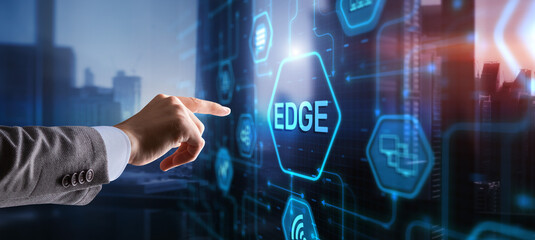 Edge computing. IT technology icon on virtual screen