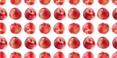 Ripe nectarines forming a vibrant and colorful pattern on white background