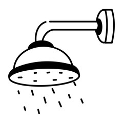Hand drawn style icon showing a shower 
