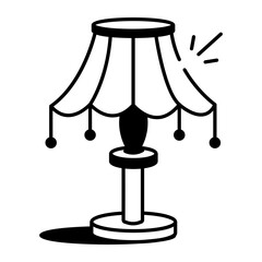 Sketchy style icon showing a table lamp
