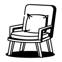 Fototapeta premium Hand drawn style icon showing a chair with cushion 