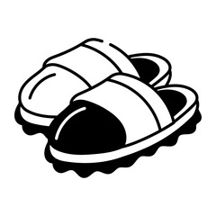 Sketchy style icon showing a pair of comfortable slippers
