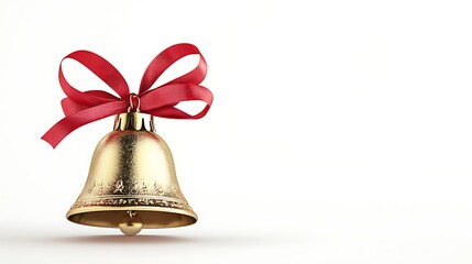 Golden Christmas Bell with Red Bow