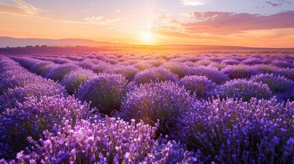 Obraz premium Sunset over Lavender Field