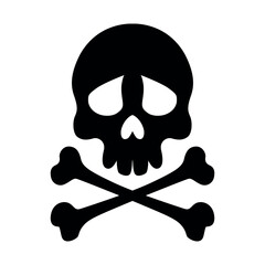 Skull and crossbones sad silhouette vector illustration