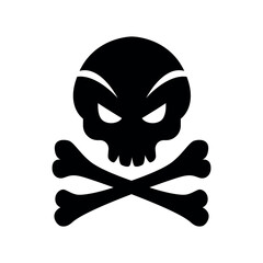 Skull crossbones silhouette vector art isolated on transparent background