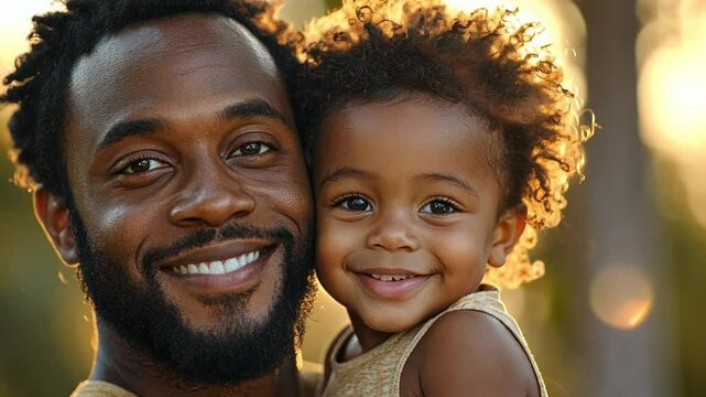 A Father's Love: A heartwarming portrait of a Black father and his daughter sharing a tender moment, radiating joy and unconditional love.