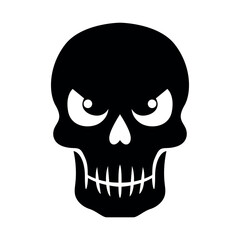 Spooky skull silhouette vector for graphic design isolated on transparent background