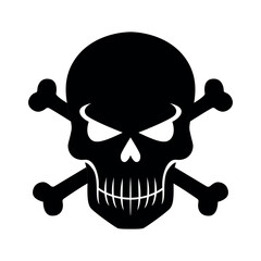 Furious skull and bones vector silhouette