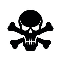Spooky skull and crossbones dark silhouette vector