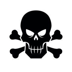 Angry Skull and crossbones vector illustration isolated