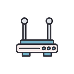 Network hosting colored icons, minimalist vector illustration ,simple transparent graphic element .Isolated on white background