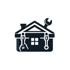 Handyman House Logo, Toolbox and House, Bold and Simple Design