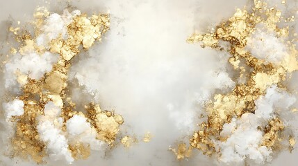 Gold and White Ink Cloudscape.