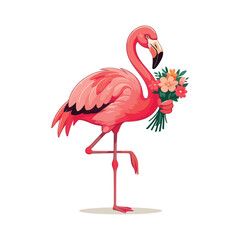 Flamingo in cartoon style isolated on white background Lovely hand drawn flamingo