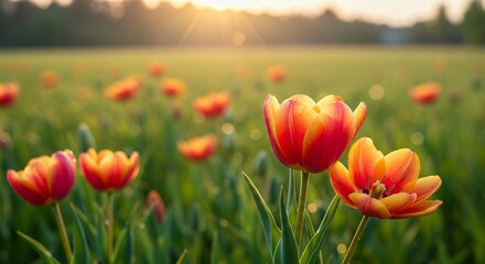 Obraz premium Tulip Flowers Blossom in Summer – Aesthetic Floral Background for Nature Lovers