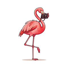 Flamingo in cartoon style isolated on white background Lovely hand drawn flamingo